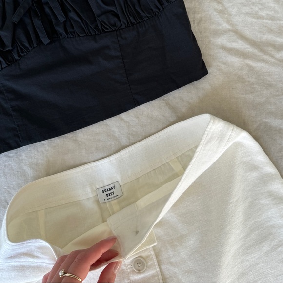 Sunday Best linen mini skirt & TNA cropped blouse - Picture 2 of 10